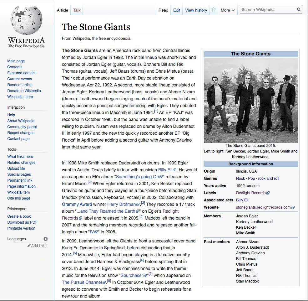 The Stone Giants' Wikipedia page